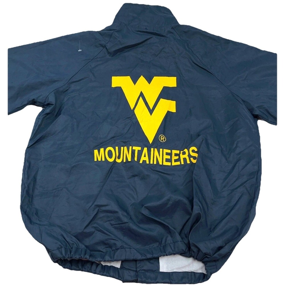 Vintage West Virginia Mountaineers Jacket Men Medium Satin Bomber USA WVU 80s